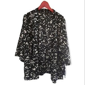 BANANA REPUBLIC FACTORY SMALL BLACK/WHITE ARTSY OVERSIZE CASUAL KIMONO CARDIGAN
